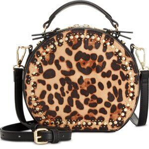 I.N.C. Rilie Circle Leopard Print Canteen Crossbody Purse with top handle NWOT
